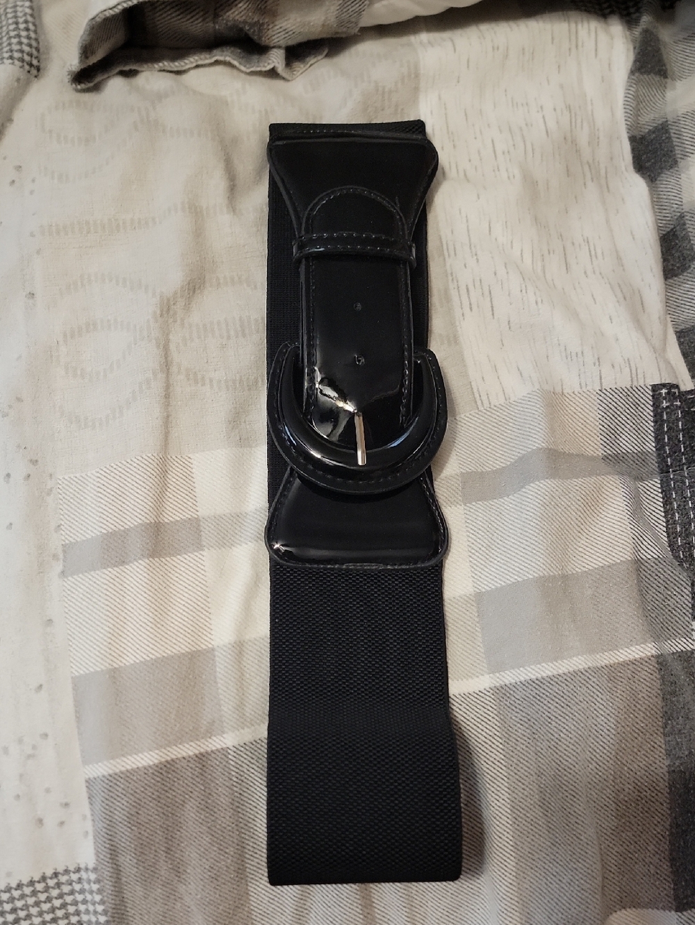 Women's Black Elastic Stretch Belt with Buckle